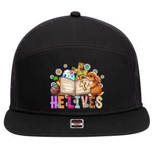 He Lives Easter Cross Jesus Religious Easter Day Christians 7 Panel Mesh Trucker Snapback Hat