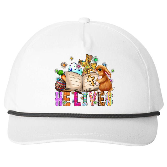 He Lives Easter Cross Jesus Religious Easter Day Christians Snapback Five-Panel Rope Hat