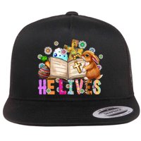 He Lives Easter Cross Jesus Religious Easter Day Christians Flat Bill Trucker Hat