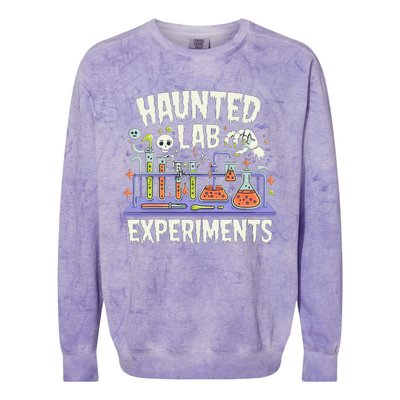 Haunted Lab Experiments Halloween In The Lab Colorblast Crewneck Sweatshirt