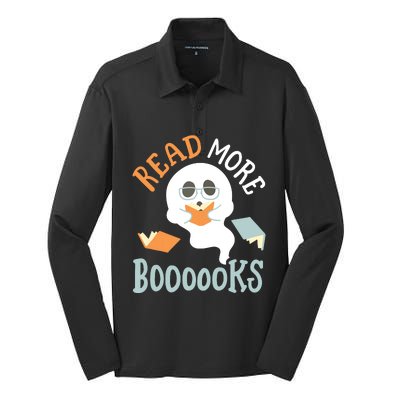 Halloween Librarian English Teacher Reading Reader Books Silk Touch Performance Long Sleeve Polo