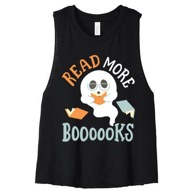 Halloween Librarian English Teacher Reading Reader Books Women's Racerback Cropped Tank