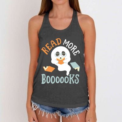 Halloween Librarian English Teacher Reading Reader Books Women's Knotted Racerback Tank