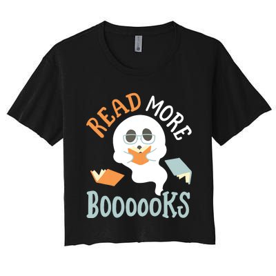 Halloween Librarian English Teacher Reading Reader Books Women's Crop Top Tee