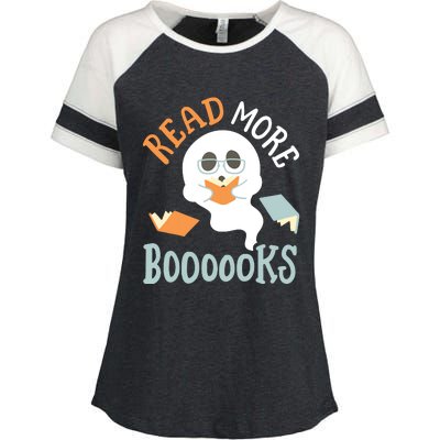 Halloween Librarian English Teacher Reading Reader Books Enza Ladies Jersey Colorblock Tee