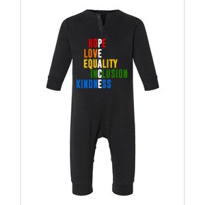 Hope Love Equality Inclusion Kindness Peace Quote Infant Fleece One Piece