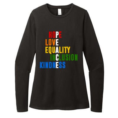 Hope Love Equality Inclusion Kindness Peace Quote Womens CVC Long Sleeve Shirt