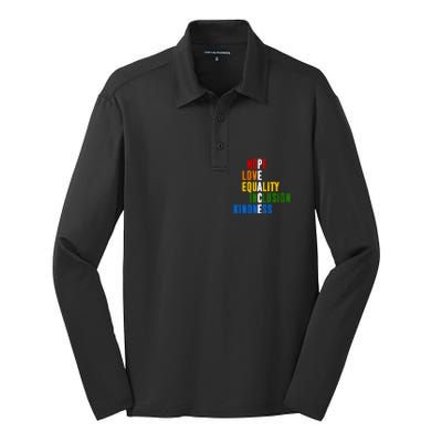 Hope Love Equality Inclusion Kindness Peace Quote Silk Touch Performance Long Sleeve Polo