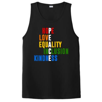 Hope Love Equality Inclusion Kindness Peace Quote PosiCharge Competitor Tank