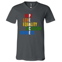 Hope Love Equality Inclusion Kindness Peace Quote V-Neck T-Shirt