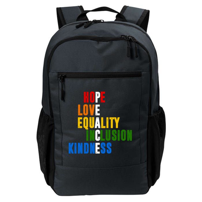 Hope Love Equality Inclusion Kindness Peace Quote Backpack
