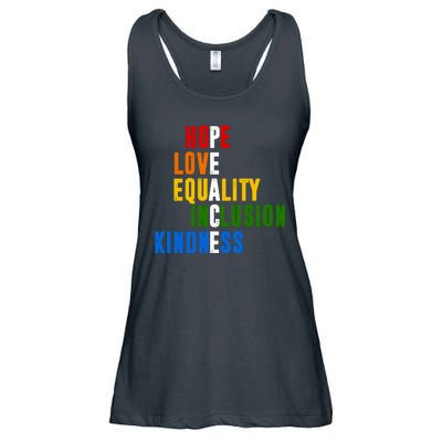 Hope Love Equality Inclusion Kindness Peace Quote Ladies Essential Flowy Tank