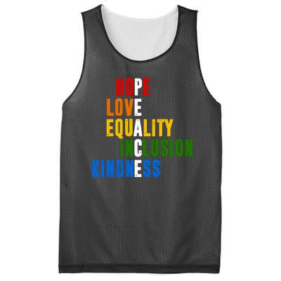 Hope Love Equality Inclusion Kindness Peace Quote Mesh Reversible Basketball Jersey Tank