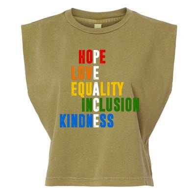 Hope Love Equality Inclusion Kindness Peace Quote Garment-Dyed Women's Muscle Tee