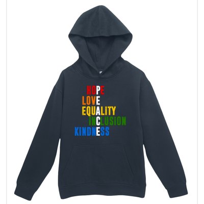 Hope Love Equality Inclusion Kindness Peace Quote Urban Pullover Hoodie