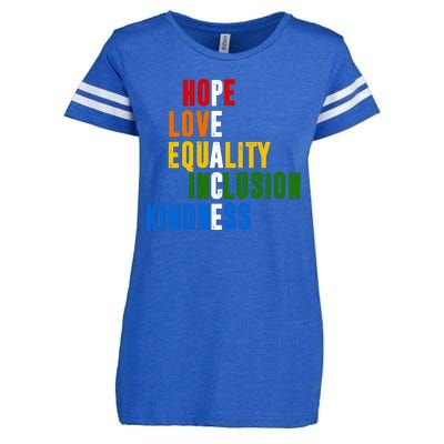 Hope Love Equality Inclusion Kindness Peace Quote Enza Ladies Jersey Football T-Shirt