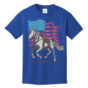 Horse Lover Equestrian American Flag Kids T-Shirt