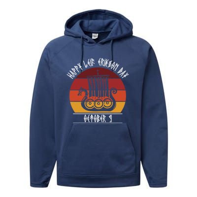 Happy Leif Erikson Day Vikings October 9th Celebration Meaningful Gift Performance Fleece Hoodie