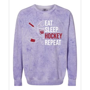 Hockey Lovers Eat Sleep Hockey Repeat Hockey Players Cool Gift Colorblast Crewneck Sweatshirt