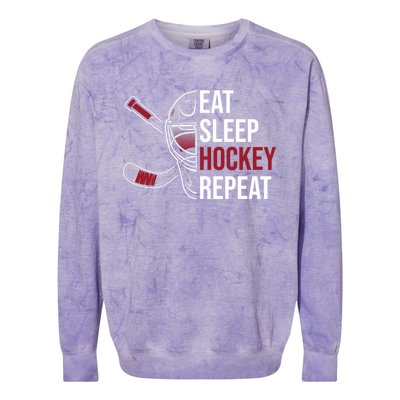 Hockey Lovers Eat Sleep Hockey Repeat Hockey Players Cool Gift Colorblast Crewneck Sweatshirt