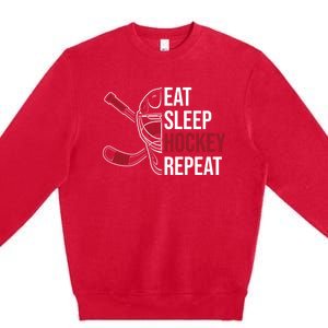 Hockey Lovers Eat Sleep Hockey Repeat Hockey Players Cool Gift Premium Crewneck Sweatshirt