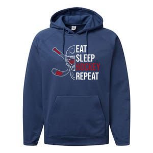 Hockey Lovers Eat Sleep Hockey Repeat Hockey Players Cool Gift Performance Fleece Hoodie