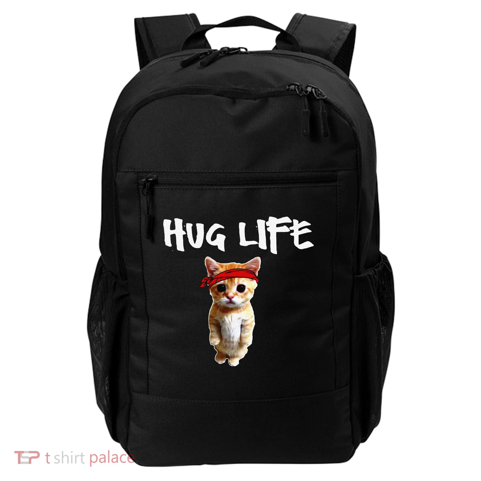 Hug Life Funny Awesome Cool Cute Cat Kitten Tee Backpack