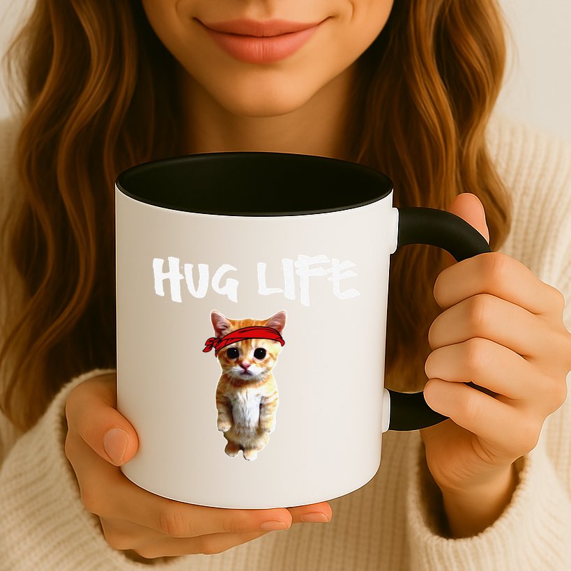 Hug Life Funny Awesome Cool Cute Cat Kitten Tee Mug