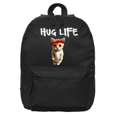 Hug Life Funny Awesome Cool Cute Cat Kitten Tee 16 in Basic Backpack