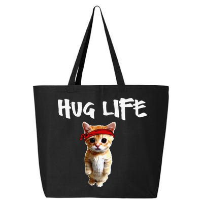 Hug Life Funny Awesome Cool Cute Cat Kitten Tee 25L Jumbo Tote