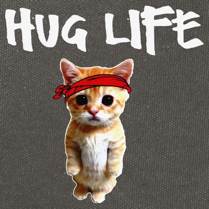 Hug Life Funny Awesome Cool Cute Cat Kitten Tee Cotton Canvas Backpack