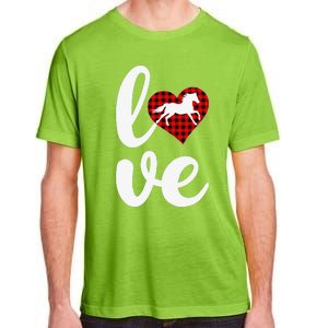 Horse Lover Funny Buffalo Plaid Love Horse Valentine's Day Adult ChromaSoft Performance T-Shirt