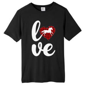 Horse Lover Funny Buffalo Plaid Love Horse Valentine's Day Tall Fusion ChromaSoft Performance T-Shirt