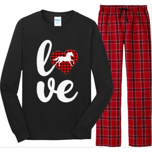 Horse Lover Funny Buffalo Plaid Love Horse Valentine's Day Long Sleeve Pajama Set