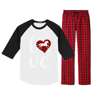 Horse Lover Funny Buffalo Plaid Love Horse Valentine's Day Raglan Sleeve Pajama Set