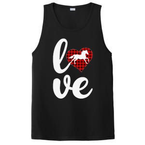 Horse Lover Funny Buffalo Plaid Love Horse Valentine's Day PosiCharge Competitor Tank