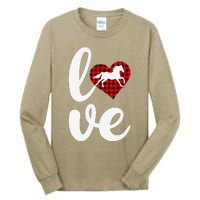 Horse Lover Funny Buffalo Plaid Love Horse Valentine's Day Tall Long Sleeve T-Shirt