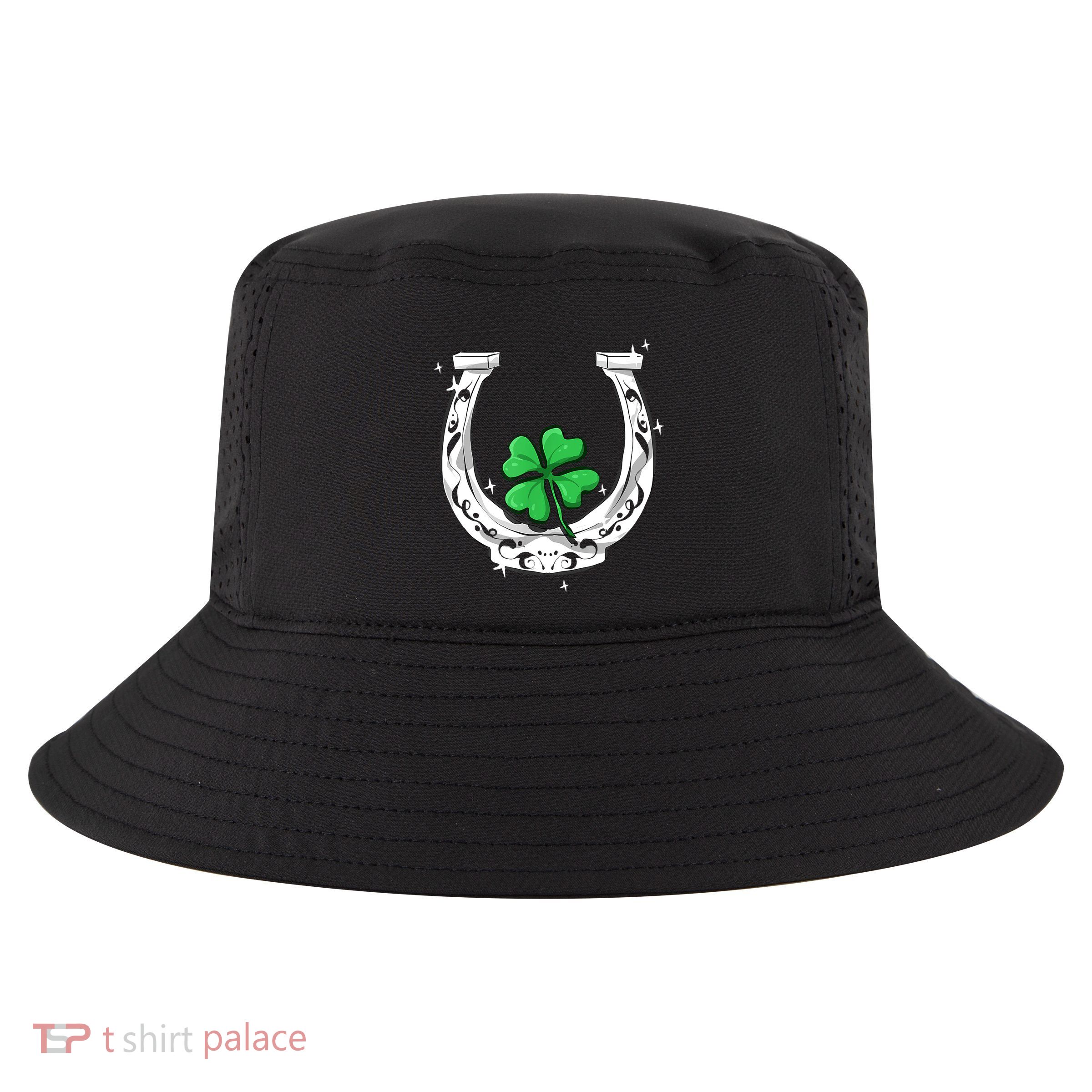 Horseshoe Lucky Four Leaf Clover Horse Cool Comfort Performance Bucket Hat