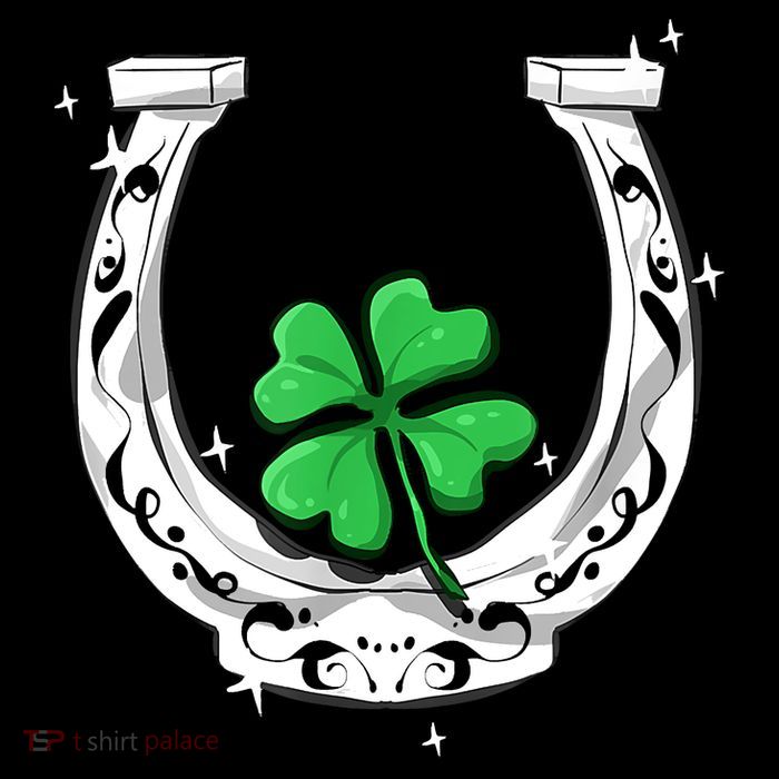 Horseshoe Lucky Four Leaf Clover Horse Premium T-Shirt