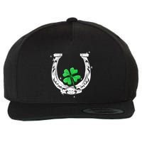 Horseshoe Lucky Four Leaf Clover Horse Wool Snapback Cap