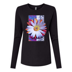 Holographic Lily Flower Womens Cotton Relaxed Long Sleeve T-Shirt