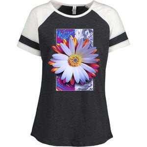 Holographic Lily Flower Enza Ladies Jersey Colorblock Tee