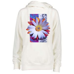 Holographic Lily Flower Womens Funnel Neck Pullover Hood