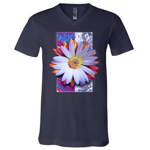 Holographic Lily Flower V-Neck T-Shirt