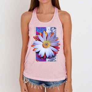 Holographic Lily Flower Women's Knotted Racerback Tank