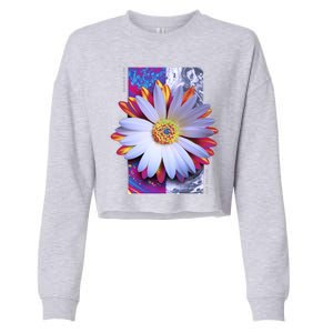 Holographic Lily Flower Cropped Pullover Crew