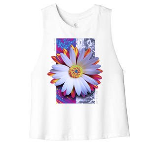 Holographic Lily Flower Women's Racerback Cropped Tank