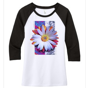 Holographic Lily Flower Women's Tri-Blend 3/4-Sleeve Raglan Shirt