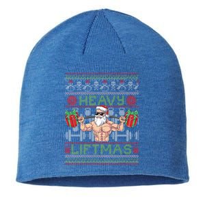 Heavy Liftmas Fitness Xmas Santa Ugly Christmas Bodybuilder Gift Sustainable Beanie