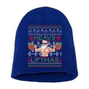 Heavy Liftmas Fitness Xmas Santa Ugly Christmas Bodybuilder Gift Short Acrylic Beanie